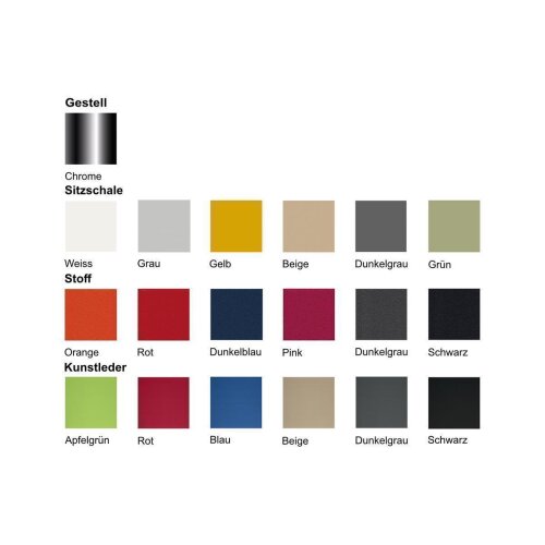 Design Barhocker, Stahlrohrgestell: Chrom, Kunststoffschale: Gelb, Polsterung: ohne Polster