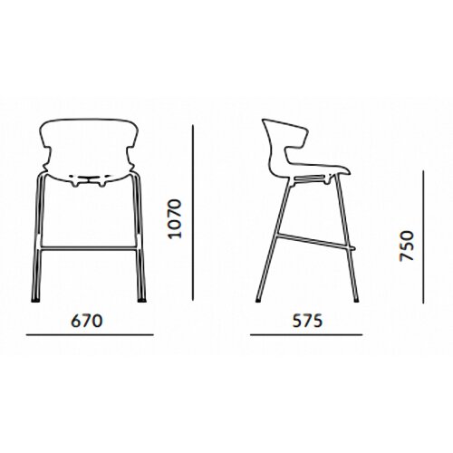 Design Barhocker, Stahlrohrgestell: Chrom, Kunststoffschale: Weiss, Polsterung: ohne Polster