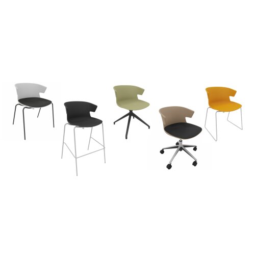 Design Barhocker, Stahlrohrgestell: Chrom, Kunststoffschale: Weiss, Polsterung: ohne Polster