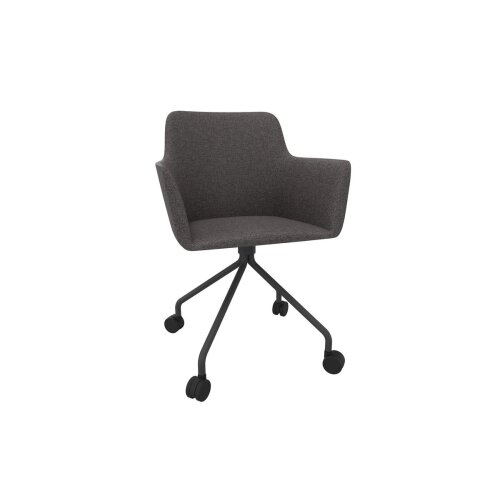 Konferenzssessel, auf 4 Rollen Gestell in Anthrazit, Stoff: Dunkelgrau
