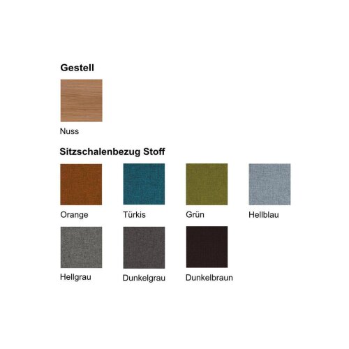 Loungesessel Gestell Nussbaum Stoffbezug: Hellgrau