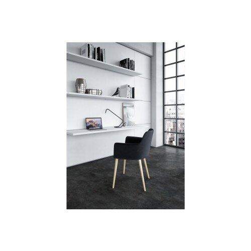 Loungesessel Gestell Nussbaum Stoffbezug: Hellgrau