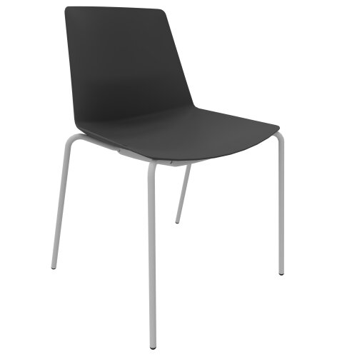 Besucherstuhl, Vierfussgestell: Chrom, Kunststoffschale: Dunkelgrau, Sitz: ohne Polster