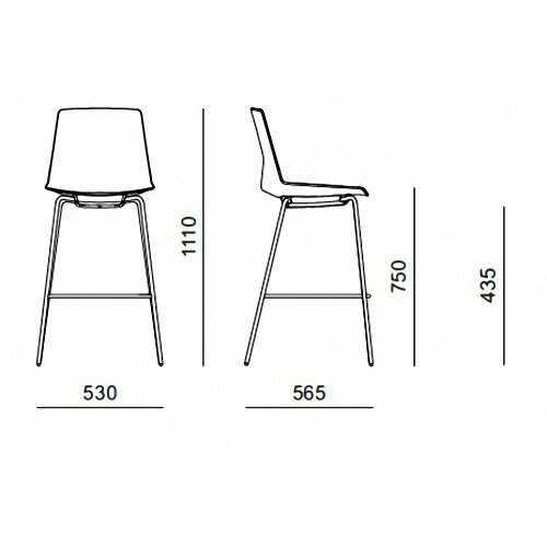 Barhocker, Stahlrohrgestell: Chrom, Kunststoffschale: Dunkelgrau, Polsterung: ohne Polster