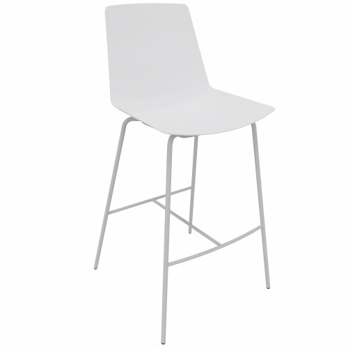 Barhocker, Stahlrohrgestell: Chrom, Kunststoffschale: Weiss, Polsterung: ohne Polster