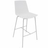 Barhocker, Stahlrohrgestell: Chrom, Kunststoffschale: Weiss, Polsterung: ohne Polster