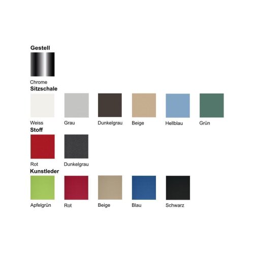 Barhocker, Stahlrohrgestell: Chrom, Kunststoffschale: Grau, Polsterung: Kunstleder Apfelgrün