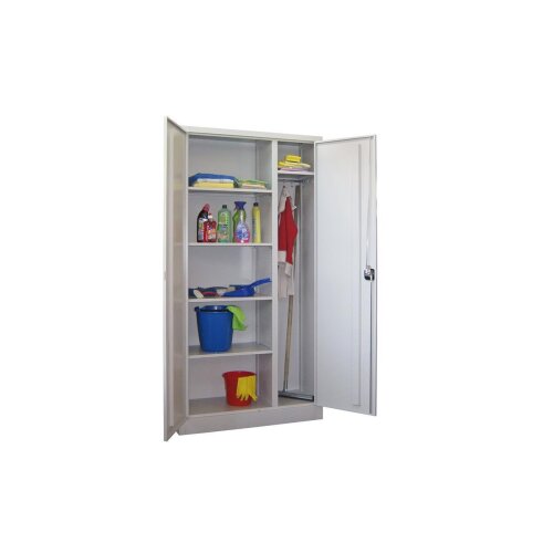 Stahl Besen- Putzmittelschrank 100 cm breit, 50 cm tief, Korpus:  Anthrazitgrau, Front: Anthrazitgrau