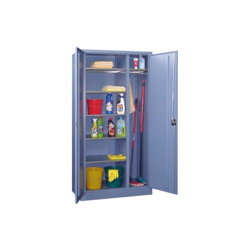 Stahl Besen- Putzmittelschrank 100 cm breit, 50 cm tief, Korpus:  Anthrazitgrau, Front: Anthrazitgrau