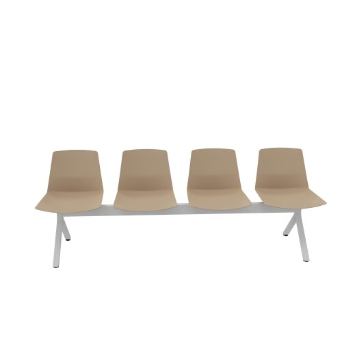 Traversensitzbank Gestell silber 4 Sitze in Beige