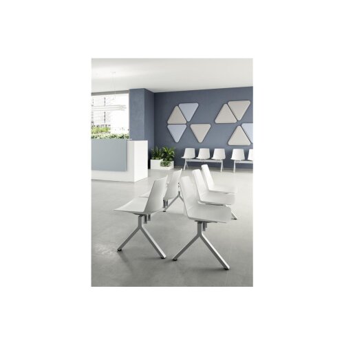 Traversensitzbank Gestell silber 4 Sitze in Beige