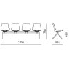Traversensitzbank Gestell silber 4 Sitze in Beige