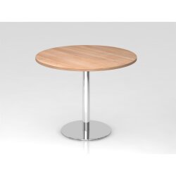 Besprechungstisch rund Ø 100 cm Nussbaum hell/Chrom