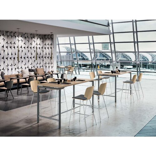 Besprechungstisch auf Stehhöhe,  Gestell:Weiß DekorUlme Breite 160 cm