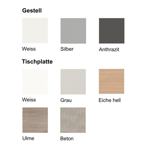 Besprechungstisch auf Stehhöhe,  Gestell:Silber DekorEiche Hell Breite 180 cm