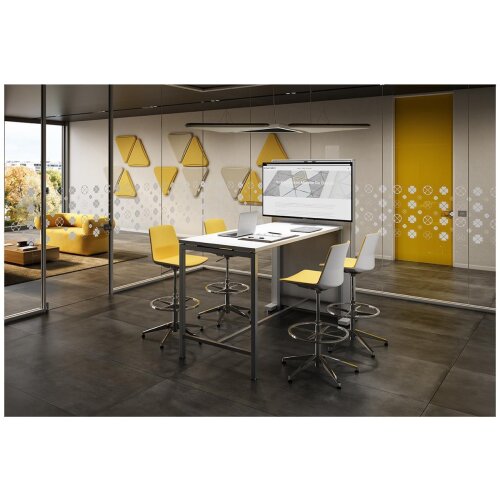 Besprechungstisch auf Stehhöhe,  Gestell:Silber DekorEiche Hell Breite 180 cm