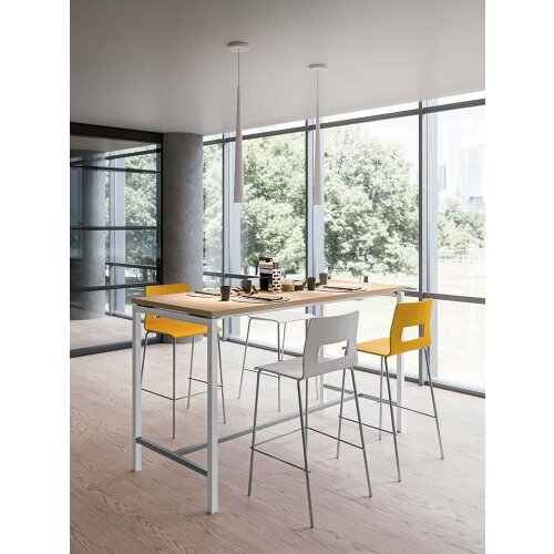 Besprechungstisch auf Stehhöhe,  Gestell:Silber DekorEiche Hell Breite 180 cm