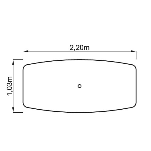 Konferenztisch 220 cm mit Säulenfuß Nussbaum hell/Chrom