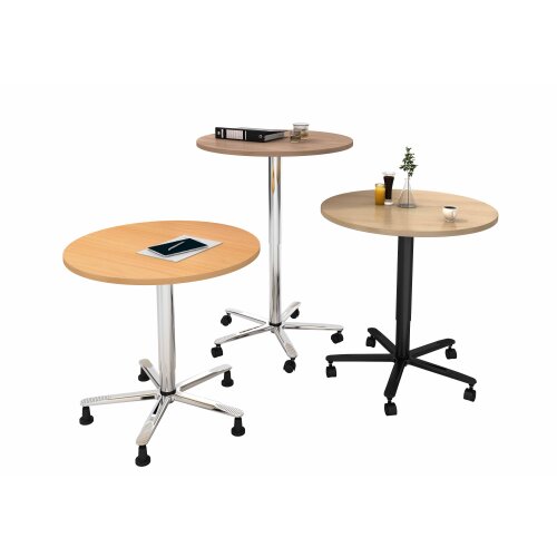 Säulenhubtisch in runder Form Ø 80 cm Grau/Chrom