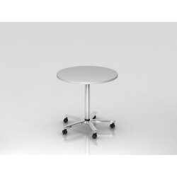 Säulenhubtisch in runder Form Ø 80 cm Grau/Chrom