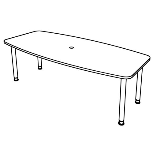 Konferenztisch in Bootsform 220 h. x 103. cm Buche/Chrom