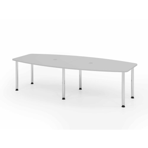 Konferenztisch in Bootsform Rundfüsse chrom 280 x 130 cm Grau/Chrom