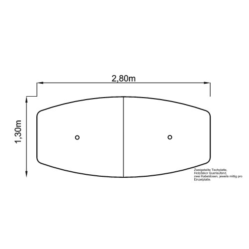 Konferenztisch in Bootsform Rundfüsse chrom 280 x 130 cm Buche/Chrom