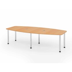 Konferenztisch in Bootsform Rundfüsse chrom 280 x...