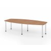 Konferenztisch in Bootsform Rundfüsse chrom 280 x 130 cm Nussbaum hell/Chrom
