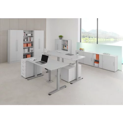 Elektrisch höhenverstellbarer Schreibtisch mit Memoryschalter 160 x 80 cm Grau/Silber
