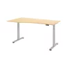 Elektrisch höhenverstellbarer Schreibtisch, Freiform mit Memoryschalter 180x100/80 cm Ahorn/Silber