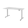 Elektrisch höhenverstellbarer Schreibtisch, Freiform mit Memoryschalter 180x100/80 cm Grau/Silber