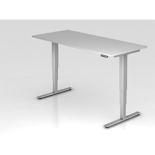 Elektrisch höhenverstellbarer Schreibtisch mit Memoryschalter 180x80 cm Grau/Silber