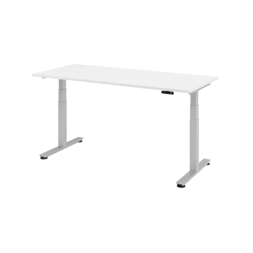 Elektrisch höhenverstellbarer Schreibtisch mit Memoryschalter 180x80 cm Weiss/Silber