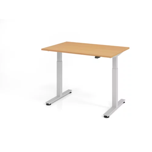 Elektrisch höhenverstellbarer Schreibtisch Eco 120x80 cm Buche/Silber