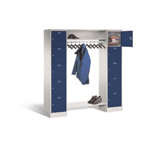 Personalgarderobe 10 Fächer Abteilbreite 400 mm, Korpus: Anthrazitgrau, Front: Tiefschwarz, Schliessung: Drehriegel