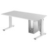 Elektrisch höhenverstellbarer Schreibtisch Eco 160x80 cm Weiss/Silber