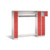 Personalgarderobe 15 Fächer Abteilbreite 300 mm, Korpus: Tiefschwarz, Front: Feuerrot, Schliessung: Zylinderschloss