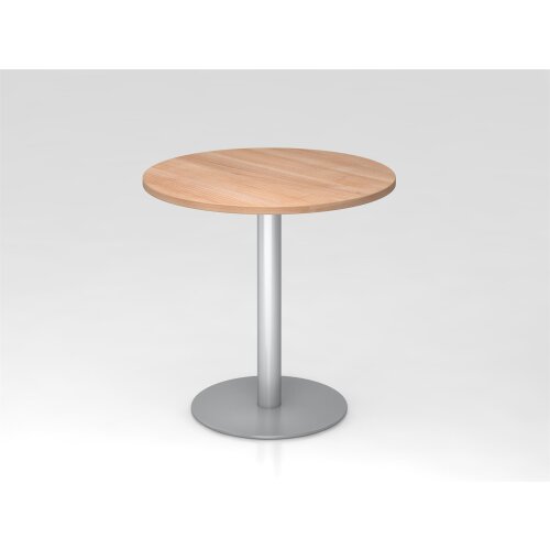 Besprechungstisch rund Ø 80 cm Nussbaum hell/Silber