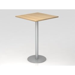 Stehtisch rechteckig 80x80 cm, 111 cm hoch Eiche/Silber
