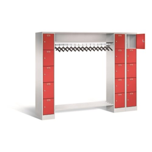 Personalgarderobe 15 Fächer Abteilbreite 400 mm, Korpus: Zinkgelb, Front: Zinkgelb, Schliessung: Drehriegel