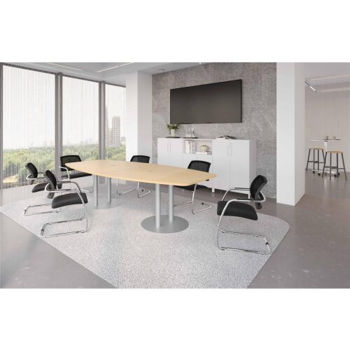 Konferenztischmit Säulenfüssen 280 cm Ahorn/Silber