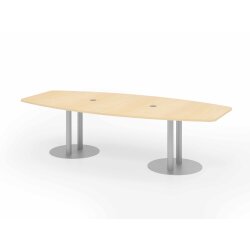 Konferenztischmit Säulenfüssen 280 cm Ahorn/Silber