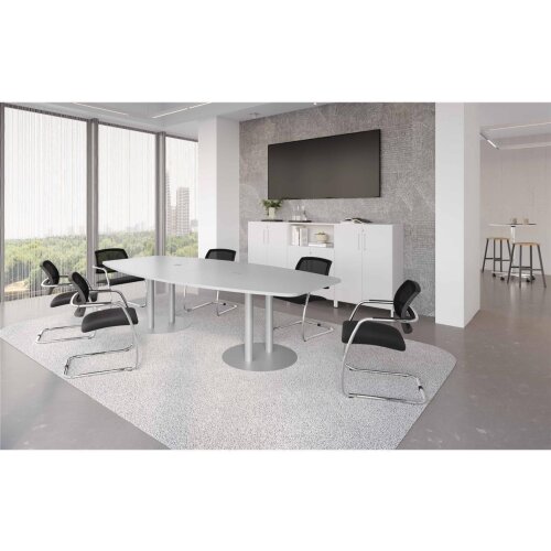 Konferenztischmit Säulenfüssen 280 cm Grau/Silber