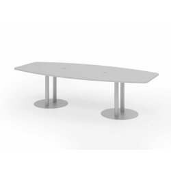 Konferenztischmit Säulenfüssen 280 cm Grau/Silber