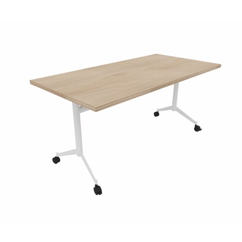 Klapptisch auf Rollen Serie Trend Tiefe 80cm  Dekor Ulme Gestell Weiss Breite 120