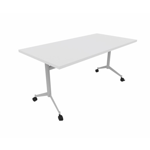 Klapptisch auf Rollen Serie Trend Tiefe 80cm  Dekor Weiss Gestell Silber Breite 120