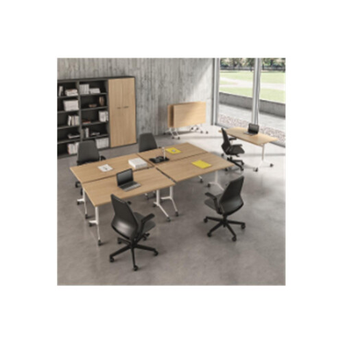 Klapptisch auf Rollen Serie Trend Tiefe 80cm  Dekor Weiss Gestell Silber Breite 120