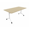 Klapptisch auf Rollen Serie Trend Tiefe 70cm  Dekor Eiche Hell Gestell Weiss Breite 140