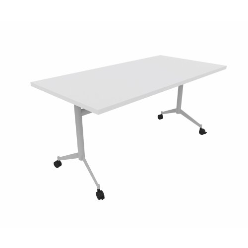 Klapptisch auf Rollen Serie Trend Tiefe 70cm  Dekor Weiss Gestell Silber Breite 160